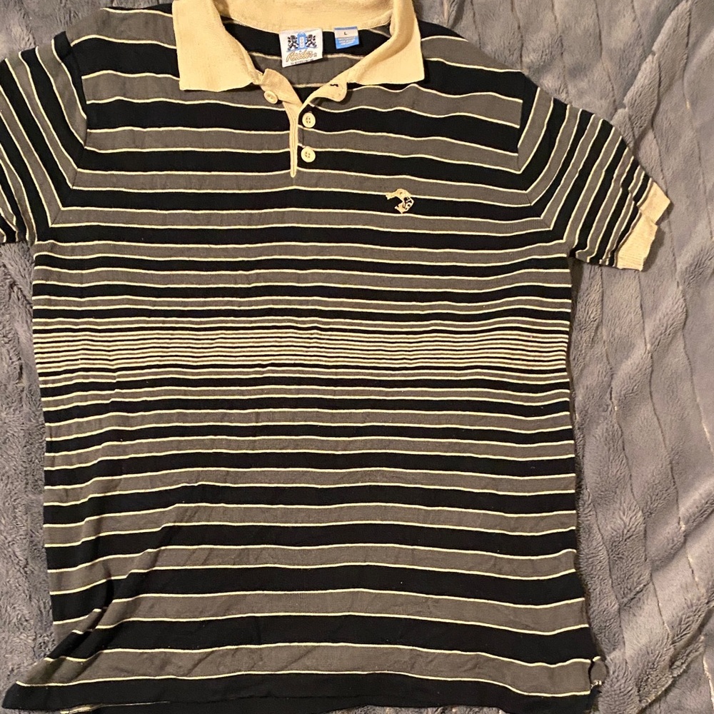 Striped Black and Tan Polo Shirt